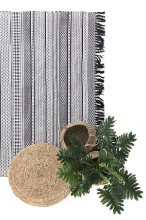 Χαλι Urban Cotton Kilim Samaira Black White 70X140 Royal Carpet - Image 3