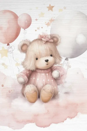 Bear With Baloons ξύλινο κάδρο (21232) - Image 2