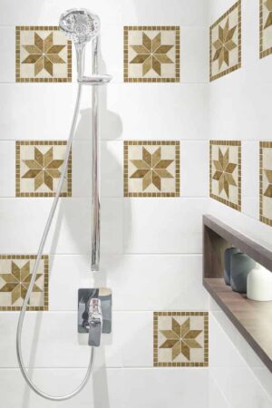Tile Cover Beige Flowers πλακάκια διακόσμησης τοίχων κουζίνας & μπάνιου (31225)