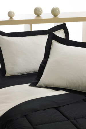 Σετ Παπλωματοθήκη Υπέρδιπλη 240x250 SATIN DE LUX BLACK/IVORY - Image 1