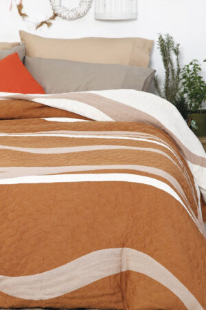 Κουβέρτα Cotton Rich 220x260 WAVES ECRU/SALMON - Image 1