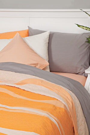 Κουβερλί Cotton Rich 160x260 WAVES BEIGE/ORANGE - Image 1