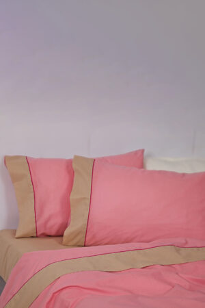 Σετ Κουβερλι Υπέρδιπλο 240x250 COLOUR BLOCKING PINK/CAMEL - Image 1