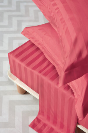 Ζεύγος Μαξιλαροθήκες Oxford 50x75 SATIN STRIPES CORAL - Image 1