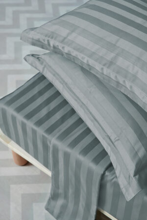 Ζεύγος Μαξιλαροθήκες Oxford 50x75 SATIN STRIPES METAL - Image 1