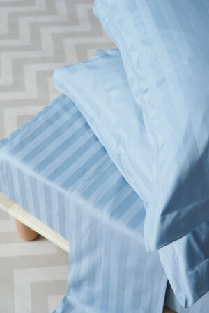 Ζεύγος Μαξιλαροθήκες Oxford 50x75 SATIN STRIPES BLUE - Image 1