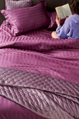 Ζεύγος Μαξιλαροθήκες Oxford 50x75 SATIN STRIPES LAVENDER - Image 1