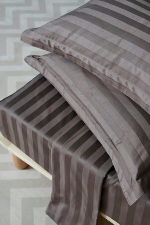 Ζεύγος Μαξιλαροθήκες Oxford 50x75 SATIN STRIPES CINDER - Image 1