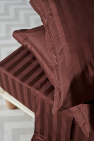 Ζεύγος Μαξιλαροθήκες Oxford 50x75 SATIN STRIPES BRUNETTE - Image 1