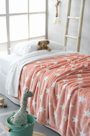Κουβέρτα Κούνιας Flannel Fleece 110x140 STARS PINK - Image 1