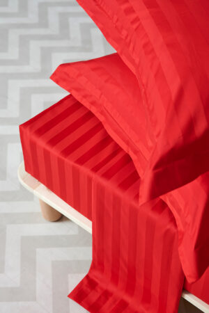 Ζεύγος Μαξιλαροθήκες Oxford 50x75 SATIN STRIPES FLAME - Image 1