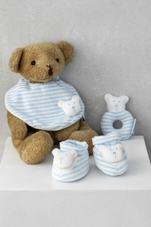 Σετ Καλτσάκια & Σαλιάρα & Κουδουνίστρα New Baby NB0119 BLUE - Image 1