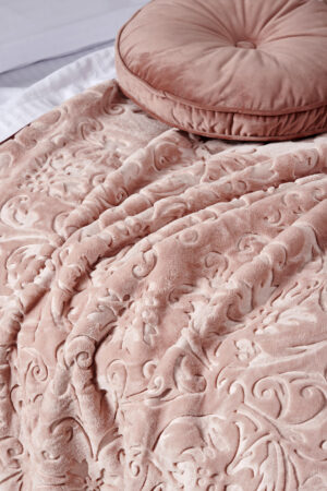 Κουβέρτα Βελουτέ Aura Collection 220x240 DAPHNE DUSTY PINK - Image 1
