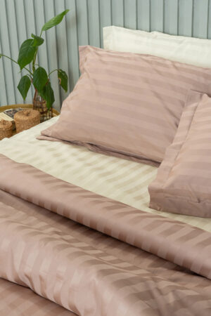 Σετ Υπέρδιπλα Σεντόνια 240x270 SATIN STRIPES BEIGE - Image 2
