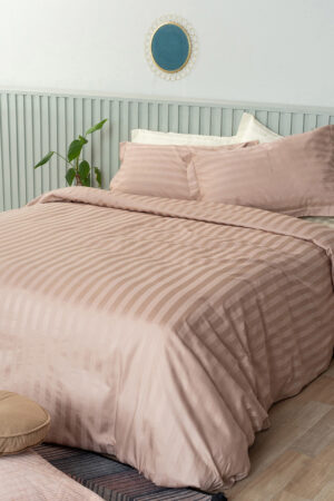 Σετ Υπέρδιπλα Σεντόνια 240x270 SATIN STRIPES BEIGE - Image 1