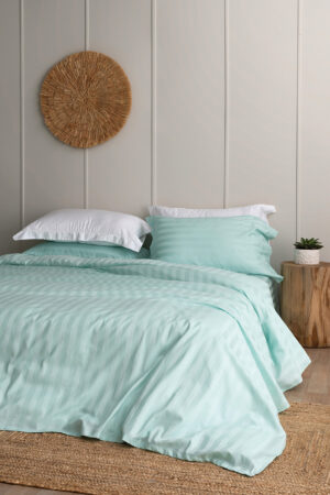 Σετ Υπέρδιπλα Σεντόνια 240x270 SATIN STRIPES MINT - Image 1