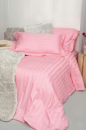 Ζευγος Μαξιλαροθηκες Oxford 50x75 SATIN STRIPES ROSE - Image 2