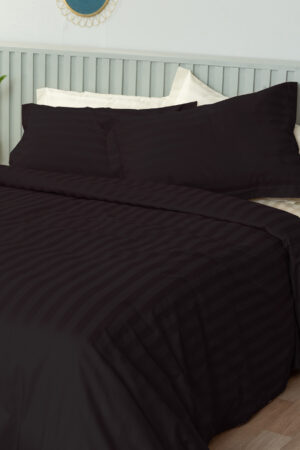 Σετ Υπέρδιπλα Σεντόνια 240x270 SATIN STRIPES HS BLACK - Image 1