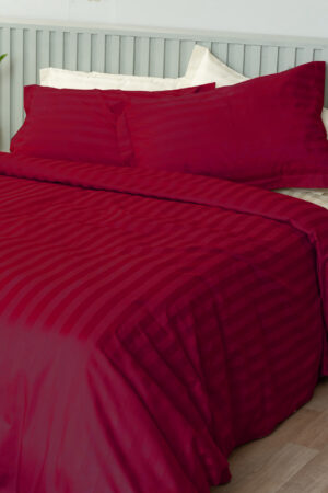 Σετ Υπέρδιπλα Σεντόνια 240x270 SATIN STRIPES HS RED - Image 1