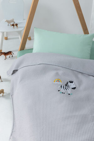 Κουβέρτα Πικέ Κούνιας Baby Blankets 100x150 CANDY/2 GREY - Image 1