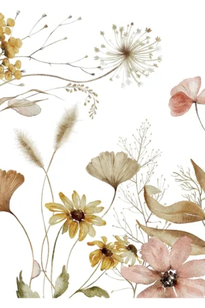 Beige Field Flowers αυτοκόλλητα τοίχου (54123) - Image 2