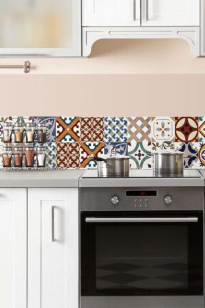 Red Tiles μπορντούρα προστασίας τοίχων κουζίνας (67114) - Image 1