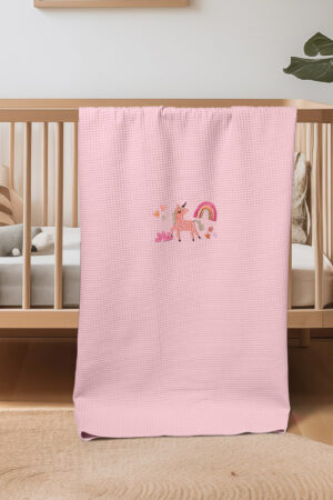 Βρεφικές Κουβέρτες Πικέ Κούνιας Unicorn Pink Adam Home - Image 1