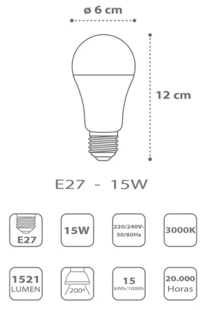 Λαμπτήρας Ε27 15W LED (90110) - Image 3